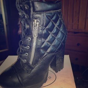 Black zip combat boots